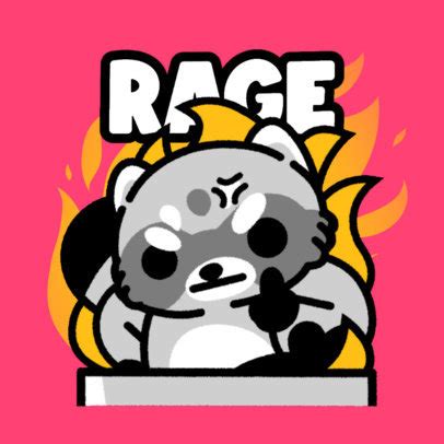 Placeit Twitch Emote Template Featuring A Mad Raccoon With Fire