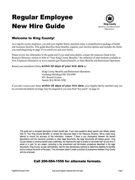 Fillable Online Your Kingcounty Regular Employee Your Kingcounty Fax