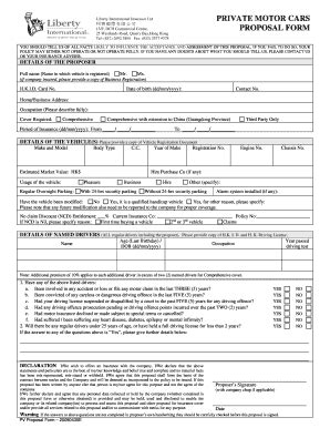 Fillable Online Private Motor Cars Proposal Form Geoffrey Capital