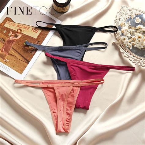 Kj P Finetoo Pcs Set Cotton Bikini Panties T Back Thong Sexy Low Waist