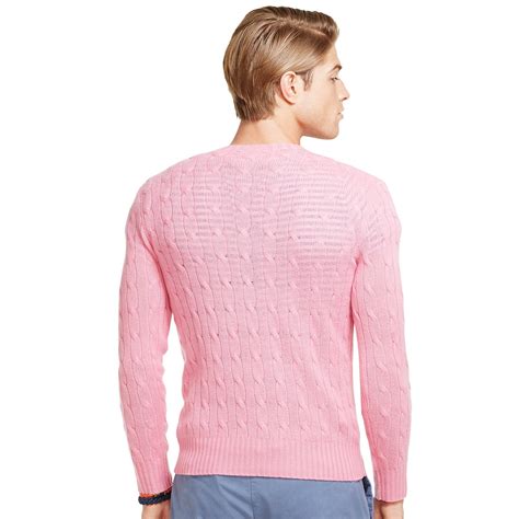 Polo Ralph Lauren Cable Knit Cashmere Sweater In Pink For Men Lyst