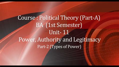 Course Political Theory Part A Ba St Sem Unit Power