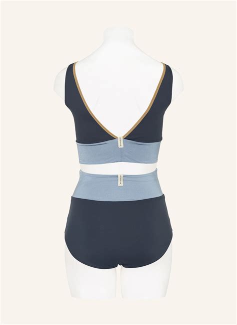 MYMARINI Bustier Bikini Top YOGA TOP SHINE Zum Wenden Mit UV Schutz In Blaugrau