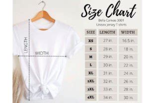 Bella Canvas Size Chart Graphic by EasyDesignForYou · Creative Fabrica