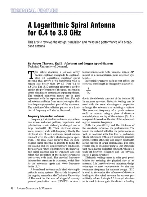 Spiral Antenna | PDF | Antenna (Radio) | Dielectric