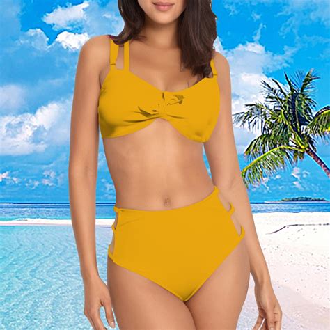 IDALL Bikini Sets For Women Bathing Suit Womens High Waisted Bikini Set Tie Knot High Two Piece