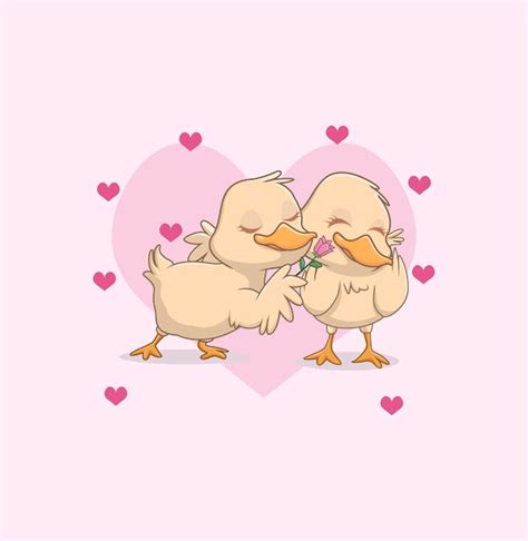 Ilustraci N De La Linda Pareja De Patos Peque Os Enamorados Vector