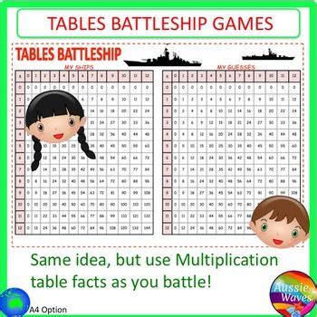 SPELLING and MULTIPLICATION BATTLESHIP Printable Game boards ...