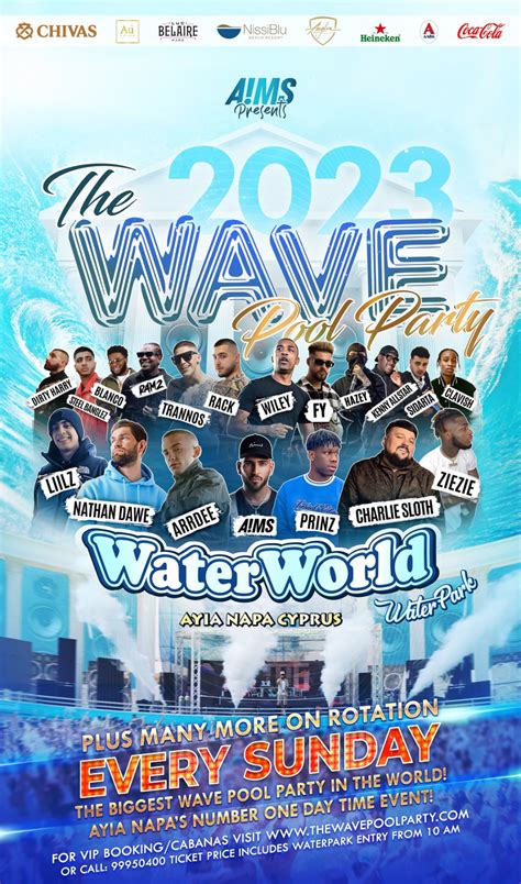 The Wave Pool Party Ayia Napa Generic Flyer WaterWorld WaterPark