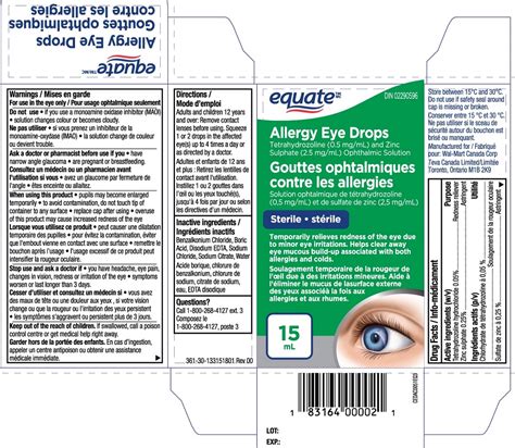 Equate Allergy Eye Drops 15 Ml Mfr