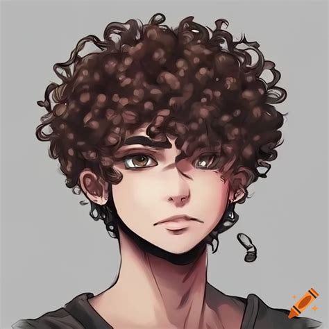 Anime Character With Curly Hair And A Beard On Craiyon