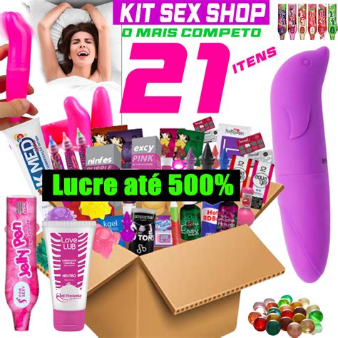 Kit Sex Shop 21 Itens Golfinho Vibrador Produtos Eróticos Adultos Sexy
