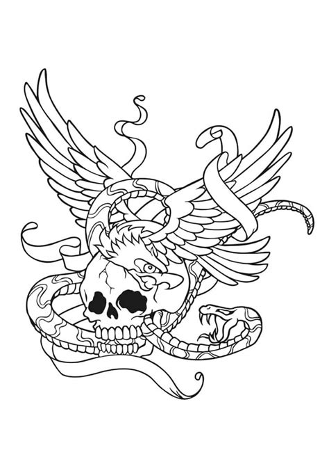 Calavera Y Serpiente Con Alas Para Colorear Imprimir E Dibujar