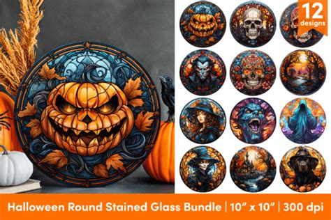 Halloween Round Stained Glass Bundle Graphic By Thedigitalstore