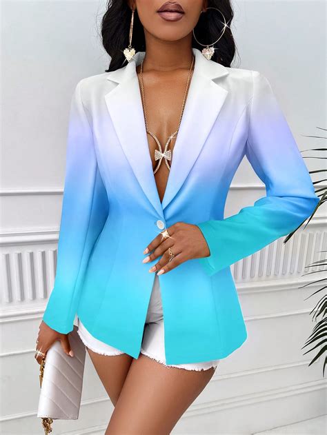 Shein Slayr Ombre Gola Lapela O Nico Blazer Shein Pt