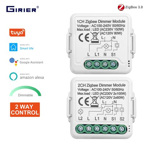 GIRIER Tuya ZigBee 3 0 Smart Dimmer Switch Module 10A Supports 2 Way