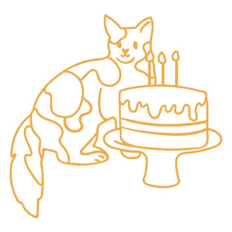 Design PNG E SVG De Aniversário De Bolo De Doodle De Gato Para Camisetas