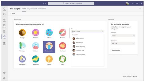 Viva Insights Praise Microsoft Docs