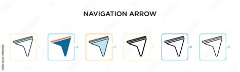 Navigation Arrow Vector Icon In 6 Different Modern Styles Black Two