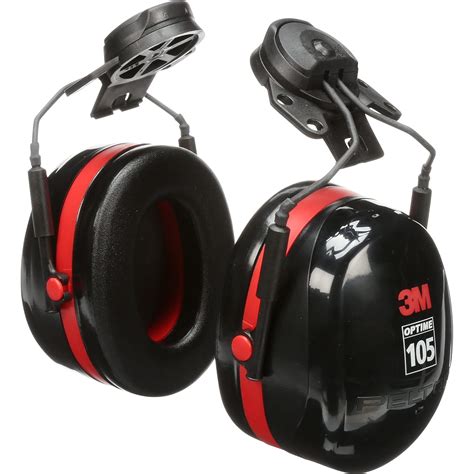 3M Peltor Optime 105 Cap Mount Earmuffs H10P3E Black Red 2097