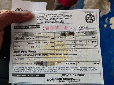 LTO Change Of Ownership Renewal Of Motorcycle Registration