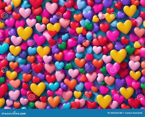 Multicolored Heart Background Valentine Wallpaper With Pink Hearts 3d