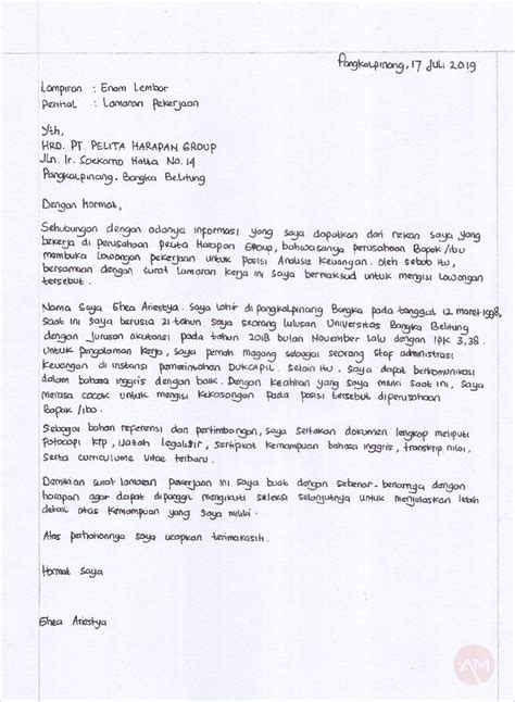 10 Contoh Surat Lamaran Kerja Tulis Tangan Yang Baik Dan Benar