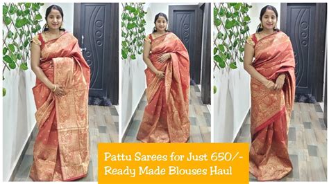 Pattu Sarees For Just Meesho Sarees And Readymade Blouses Haul