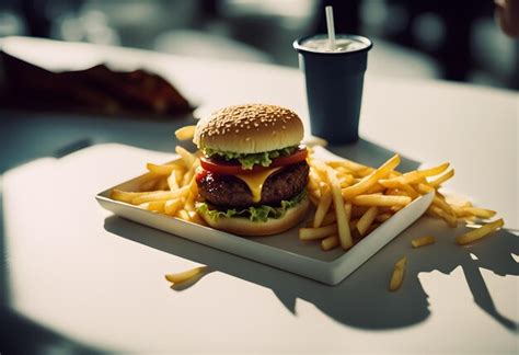 Premium AI Image | Burger with french fries