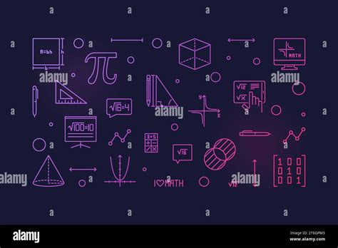 I Love Maths Vector Outline Horizontal Colored Banner Math Concept