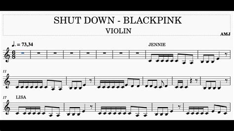 Violin Shut Down Blackpink Partitura Ii Music Score Partituras De