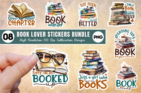 Book Lover Printable Stickers Bundle Graphic By Regulrcrative