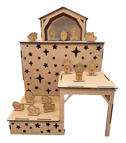 Nacimiento Navideño Mdf 4 5mm Grande Con Figuras Nacimiento Meses sin