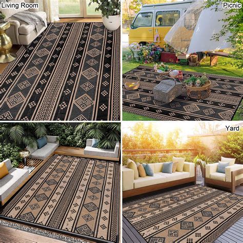 Yamaziot 9x12 Patio Outdoor Rugs Reversible Outdoor Mats Plastic