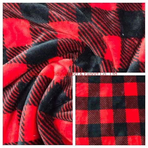 100 Polyester Double Side Flannel With Check Printing Fabric China