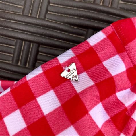 Guess Swim Guess Gingham Bikini Bandeau Top Brazilian Bottom Poshmark