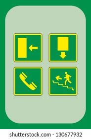 Safety Signs Emergency Exit Signs Various Stock Vector (Royalty Free ...