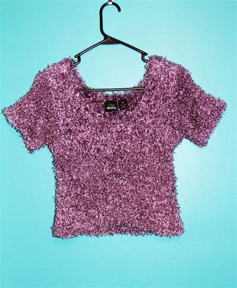 90s Purple Fuzzy Crop Top Etsy Crop Tops Tops Cropped