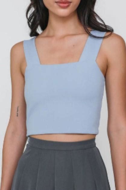 Ttr Abby Basic Crop Top In Sky Women S Fashion Tops Sleeveless On Carousell