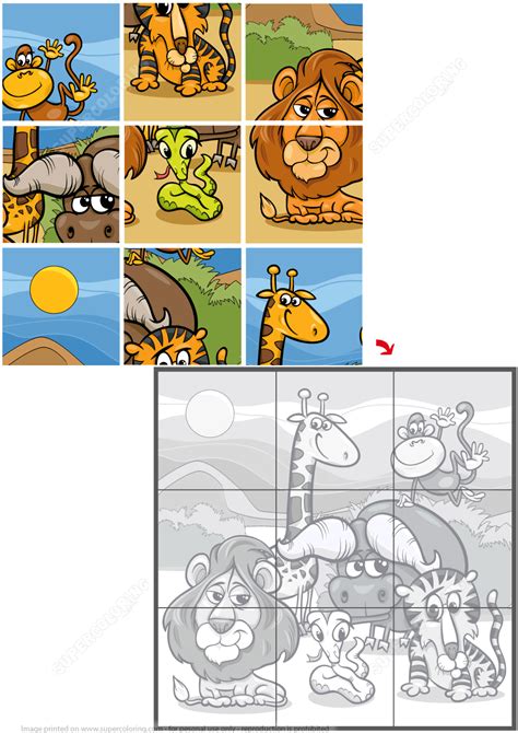 Jigsaw Puzzle With Safari Animals Free Printable Puzzle Games