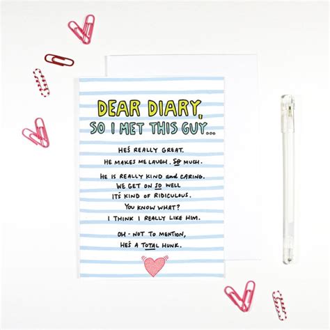 Dear Diary I Met This Guy Card For Boyfriend Card For Husband Etsy