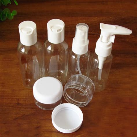 6pcs Set Mini Plastic Transparent Small Empty Spray Bottle Lotion Case