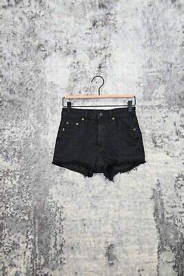 TALULA Aritzia Black Wash Cut Off Denim Jean Shorts Size 24 EBay