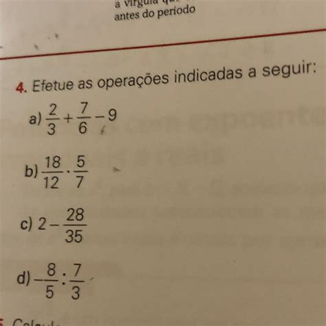 4 Efetue as operações indicadas a seguir brainly br