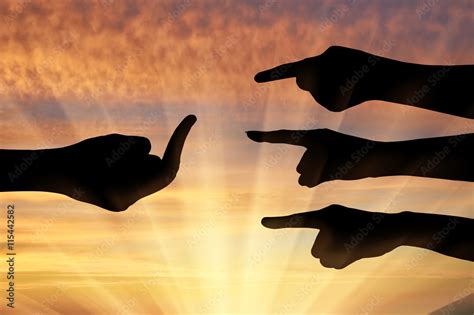 Silhouette Of Hands Pointing Denouncing The Hand That Shows The Gesture In Response To Fuck You