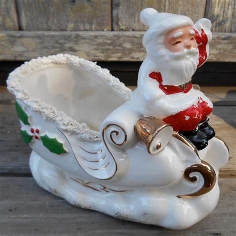 Items Similar To Vintage Napco Ceramic Santa And Sleigh Candy Dish Figural Planter Spaghetti