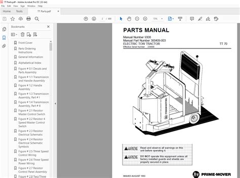 Bt Prime Mover Forklift Electric Tow Tractor Parts Manual 9308
