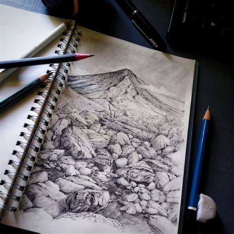 Mayon Volcano Pencil Drawing