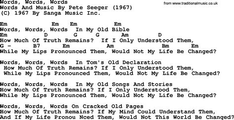 Pete Seeger Song Words Words Words Lyrics And Chords