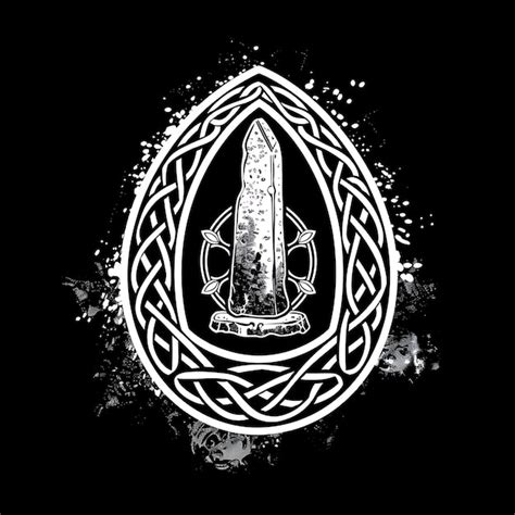 Premium Photo Celtic Druid Crest Logo With Standing Stone And